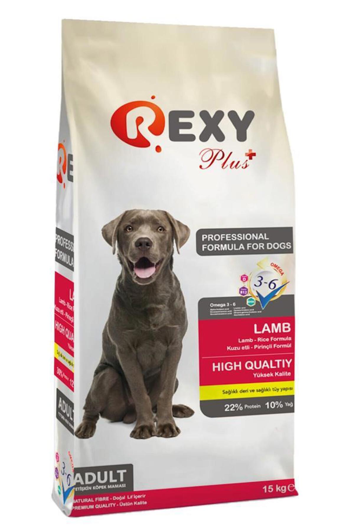 Rexy Plus+ Kuzu Etli Tüm Irklar Yetişkin Kuru Köpek Maması 15 kg