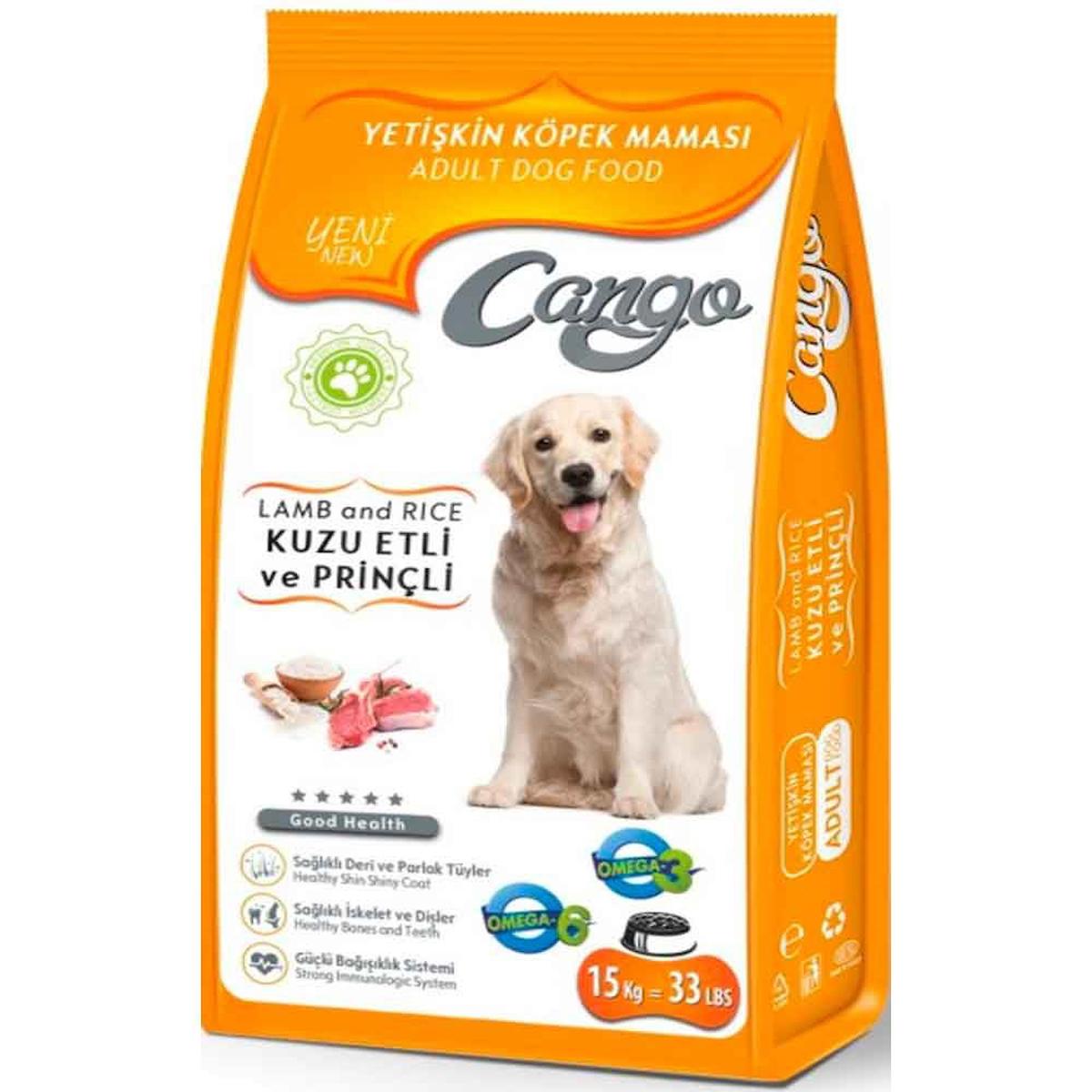 Cango Pirinçli ve Kuzu Etli Tüm Irklar Yetişkin Kuru Köpek Maması 15 kg