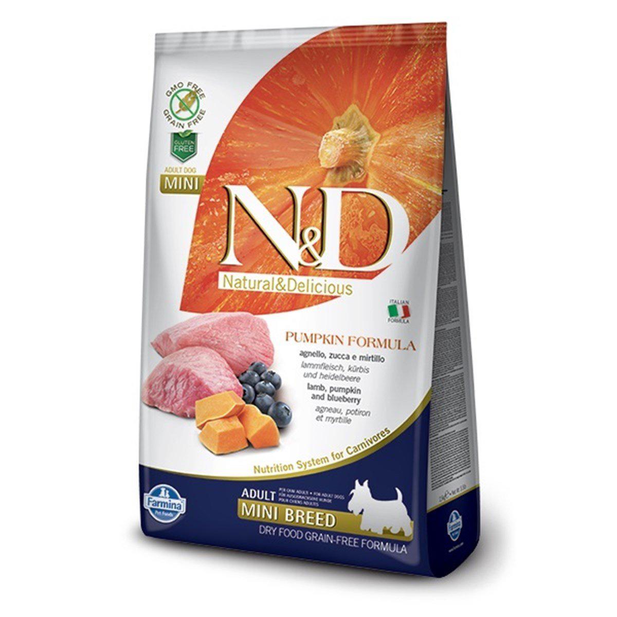 N&D Pumpkin Bal Kabaklı Kuzu Etli ve Yaban Mersinli Mini Irk Yetişkin Kuru Köpek Maması 7 kg
