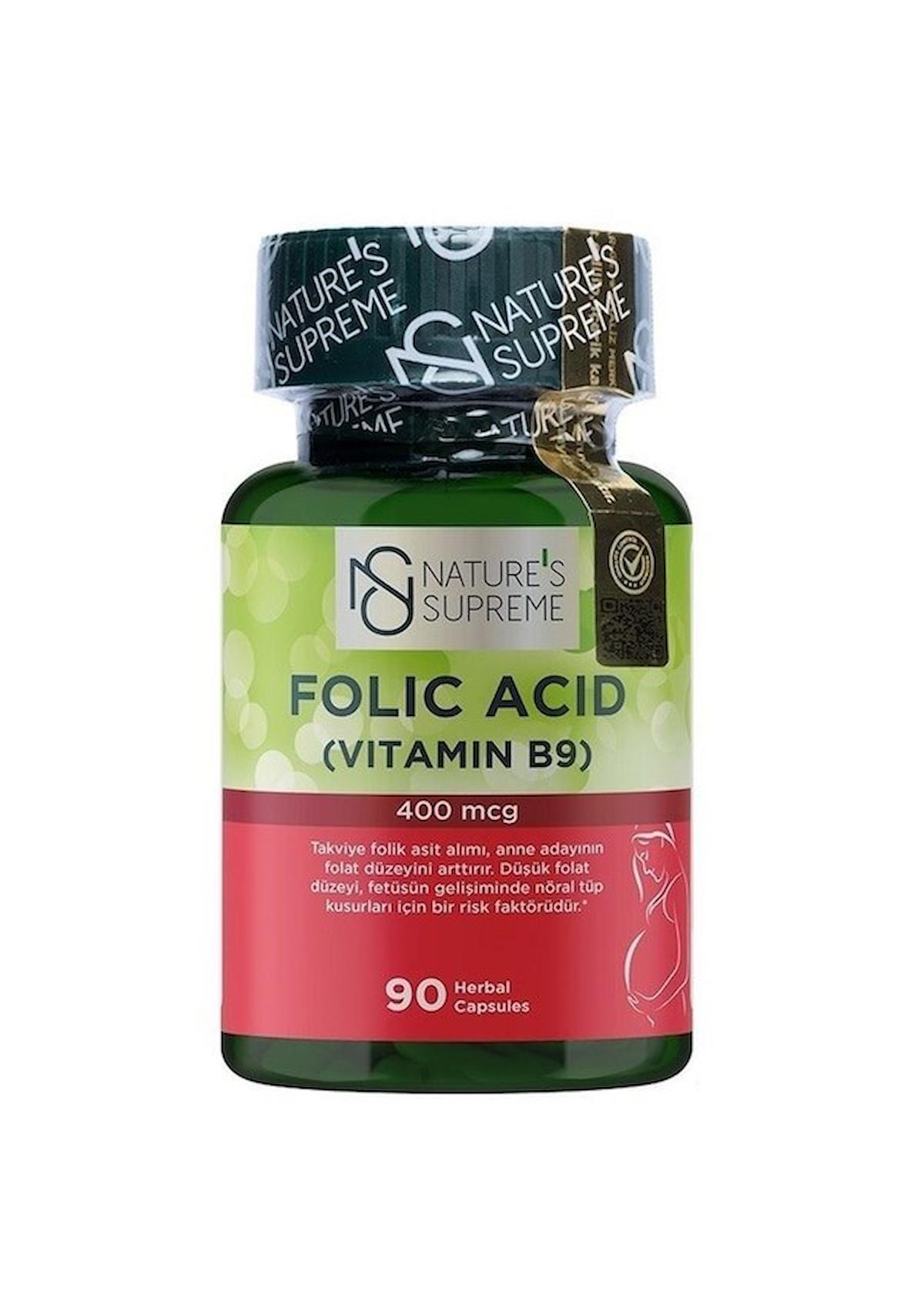 Nature'S Supreme Vitamin B9 Aromasız Kadın 90 Kapsül