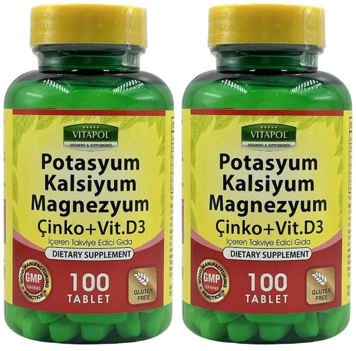 Vitapol Potasyum Kalsiyum Magnezyum Aromasız Unisex Vitamin 2x100 Tablet