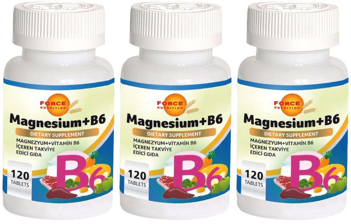 Force Nutrition Magnezyum + Vitamin B6 Vitamini Aromasız Unisex 3x120 Tablet