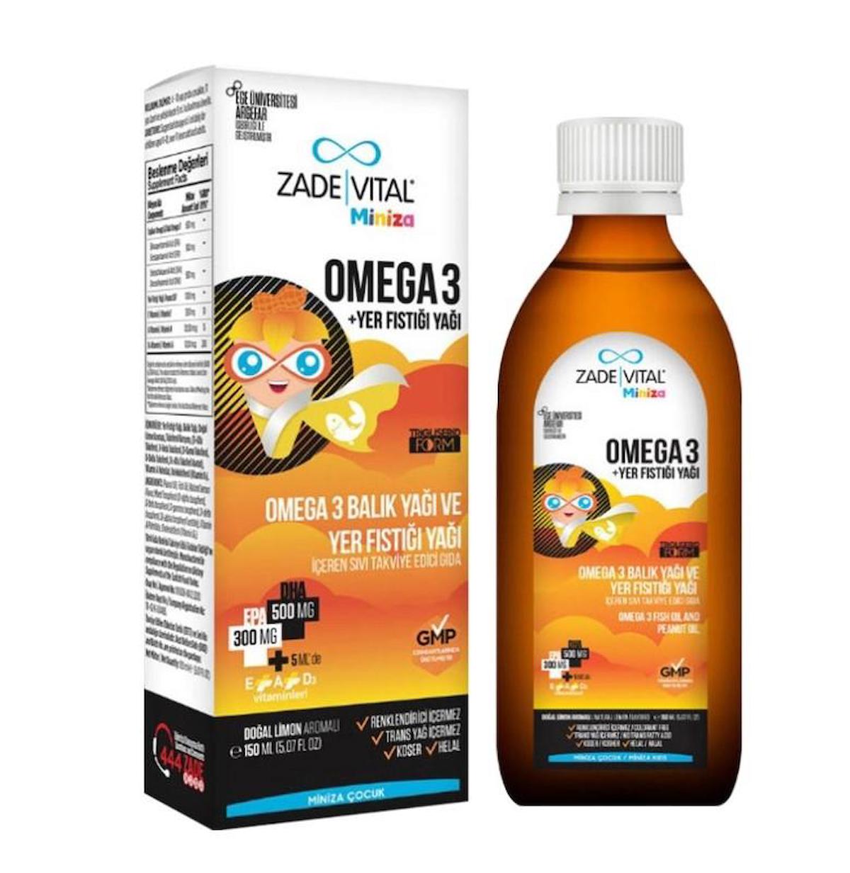 Zade Vital Omega 3 + Yer Fıstığı Yağı Aromalı Çocuk Vitamin 150 ml