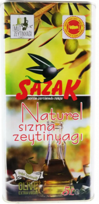 Sazak Natürel Polifenolsüz Soğuk Sıkım Olgun Hesap Teneke Sızma Zeytinyağı 5 lt