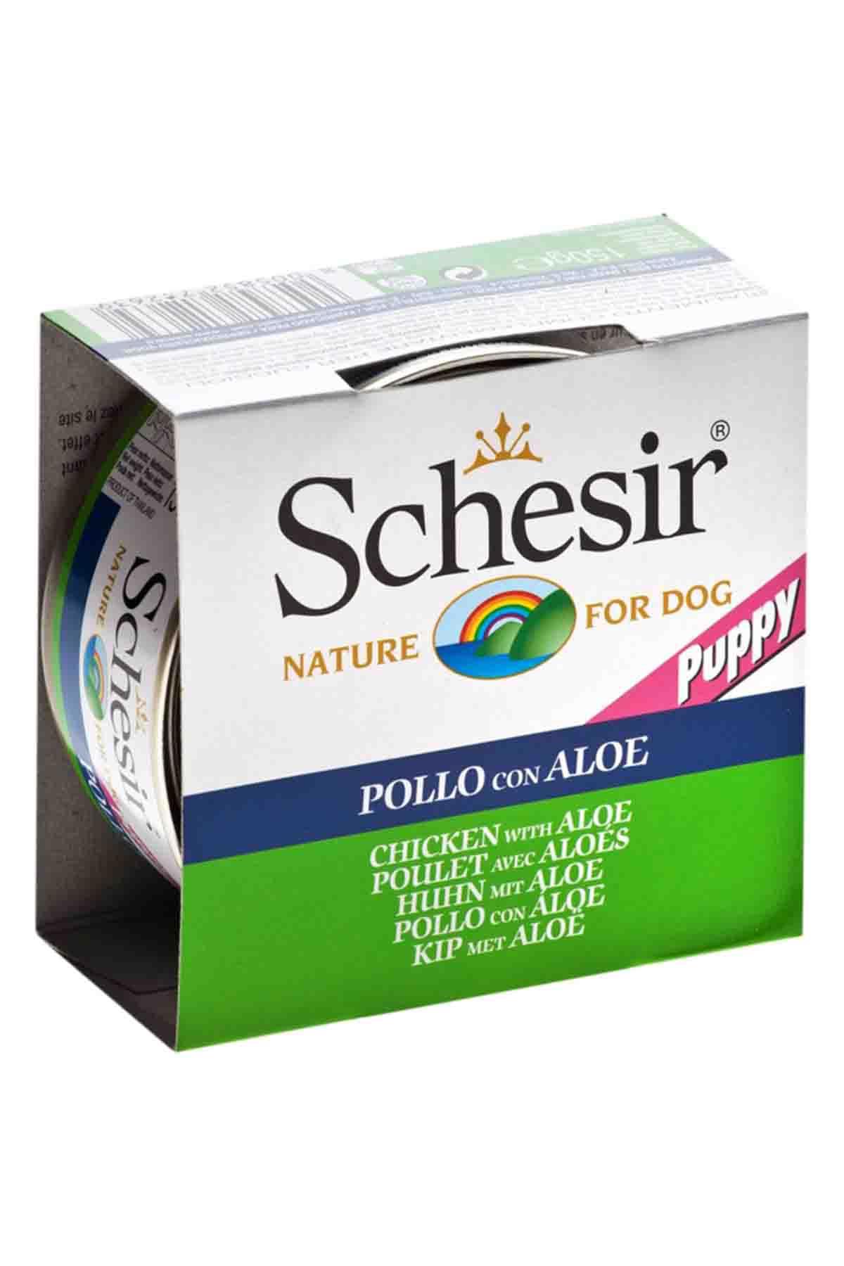 Schesir Aleovera ve Tavuklu Yavru Yaş Köpek Maması 150 gr 6'lı