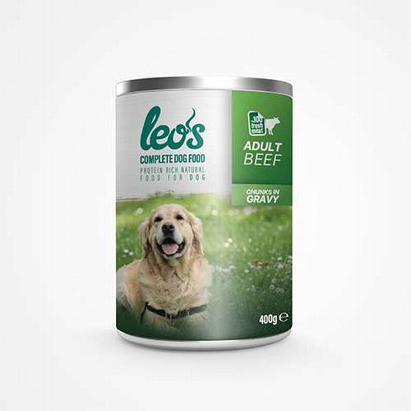 Leo'S Chunks In Gravy Sığır Etli Parça Etli ve Soslu Yetişkin Yaş Köpek Maması 400 gr 6'lı