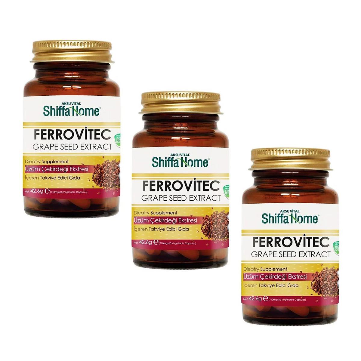 Shiffa Home Ferrovitec Aromasız Yetişkin Bitkisel Besin Desteği 3x60 Kapsül
