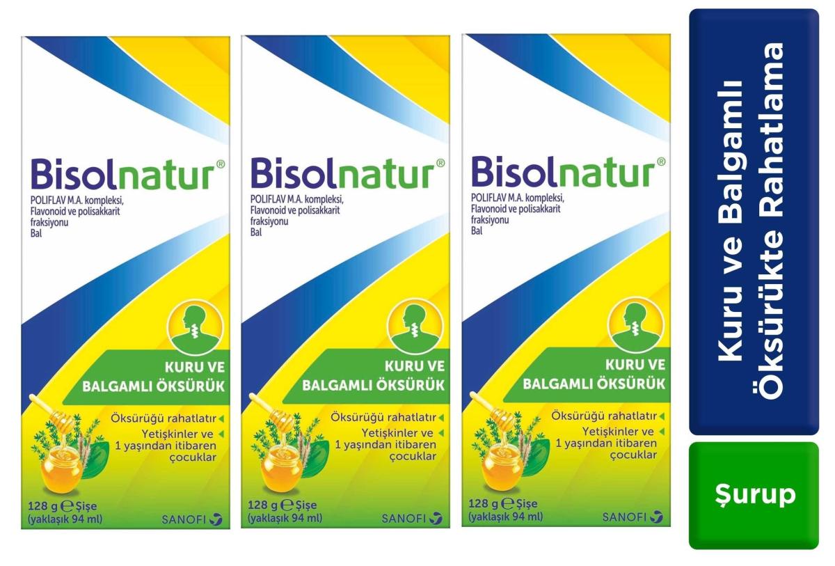 Sanofi Bisolnatur Aromalı Yetişkin Bitkisel Besin Desteği 3x128 gr