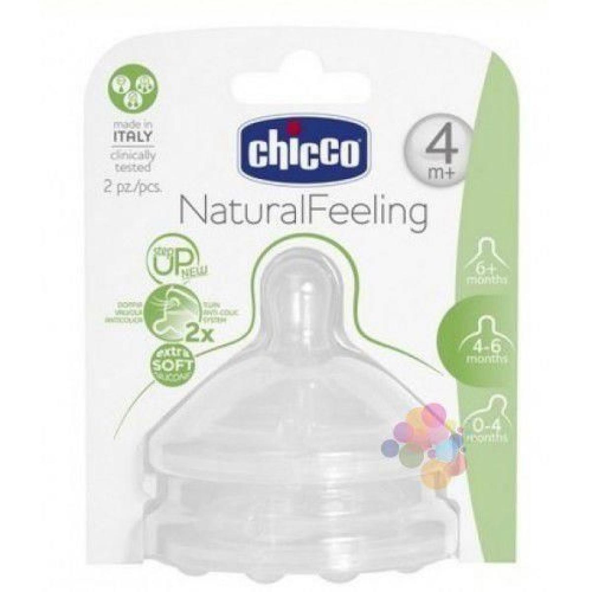 Chicco Naturalfeeling Silikon 4+ Ay Hızlı Akışlı Geniş Ağızlı 2'li Biberon Emziği