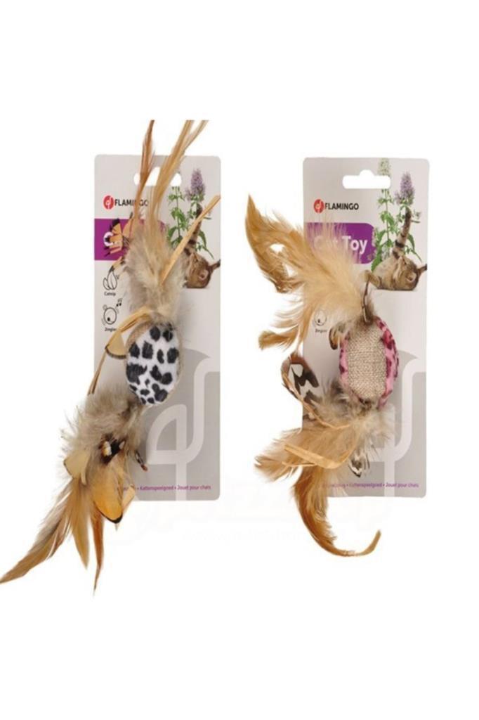 Flamingo Leopar Hareketli Tüylü Isırma Yavru-Yetişkin Top Kedi Oyuncağı