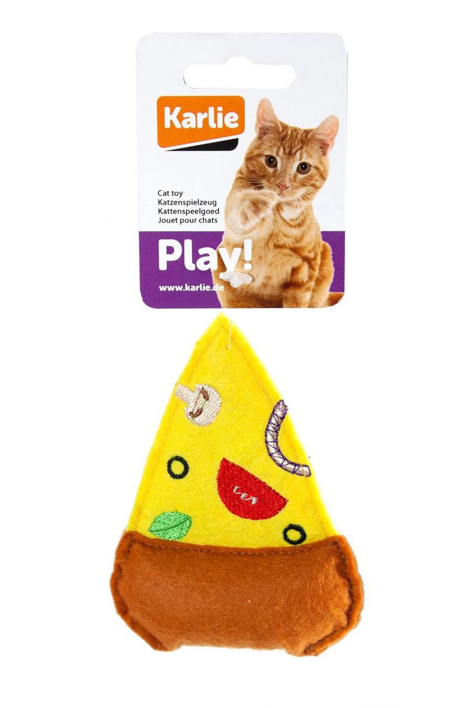 Karlie Peluş Isırma Yavru-Yetişkin Pizza Kedi Oyuncağı
