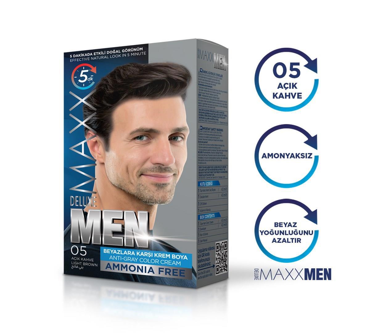 Maxx Deluxe 05 Açık Kahve Amonyaksız Krem Erkek Saç Boyası
