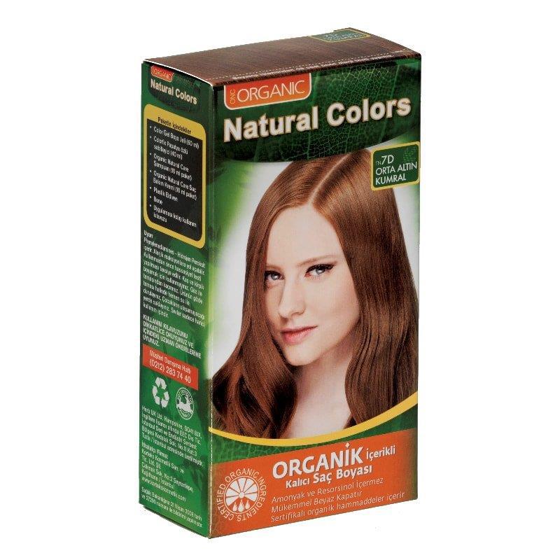 Organic Natural Colors 7D Orta Altın Kumral Organik Krem Saç Boyası