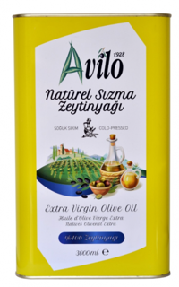Avilo Natürel Polifenolsüz Soğuk Sıkım Olgun Hesap Teneke Sızma Zeytinyağı 3 lt