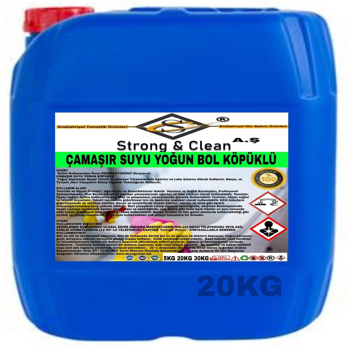 Strong & Clean Yoğun Bol Köpüklü Beyazlar İçin Sıvı Çamaşır Suyu 20 kg
