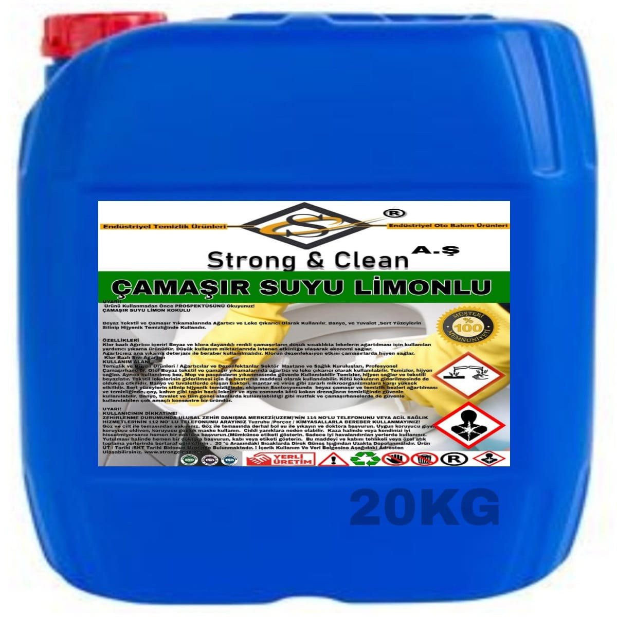 Strong & Clean Limon Kokulu Renkliler İçin Sıvı Çamaşır Suyu 20 kg