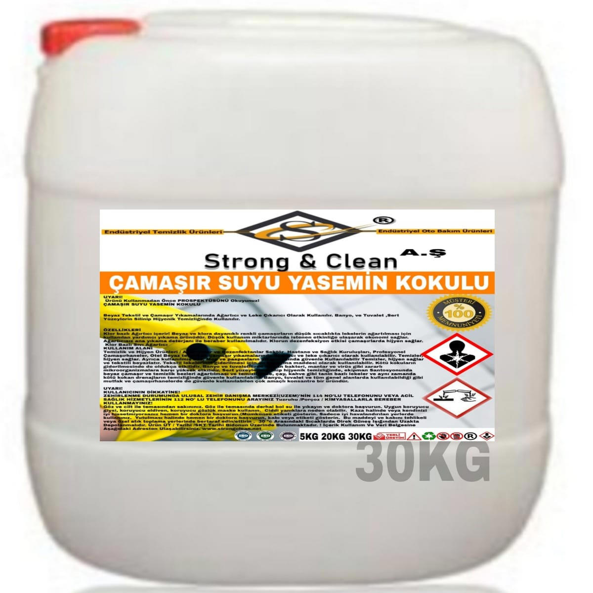 Strong & Clean Kokulu Sıvı Çamaşır Suyu 30 kg