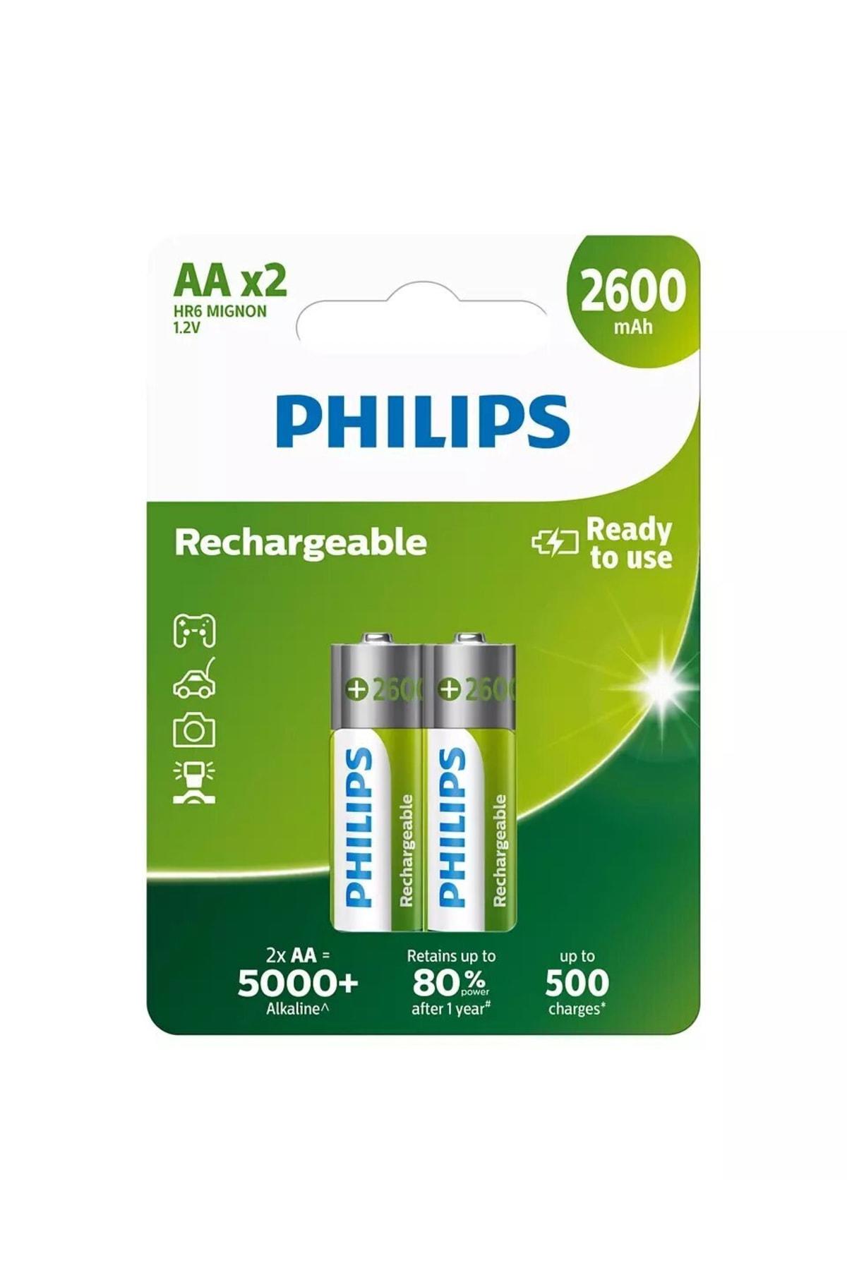 Philips HR6 MIGNON 1.2 V 2600 mAh Alkalin AA / Kalem Şarjlı Pil 2'li