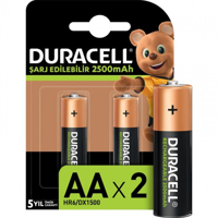 Duracell HR6/DX1500 1.5 V 2500 mAh Ni-Mh AA / Kalem Şarjlı Pil 2'li