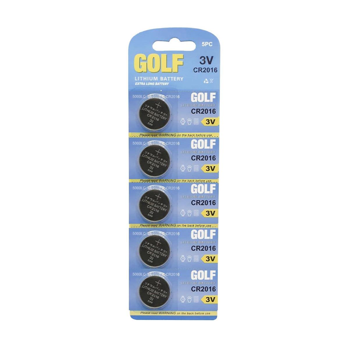 Golf CR2016 3 V Lityum Düğme Pil 5'li