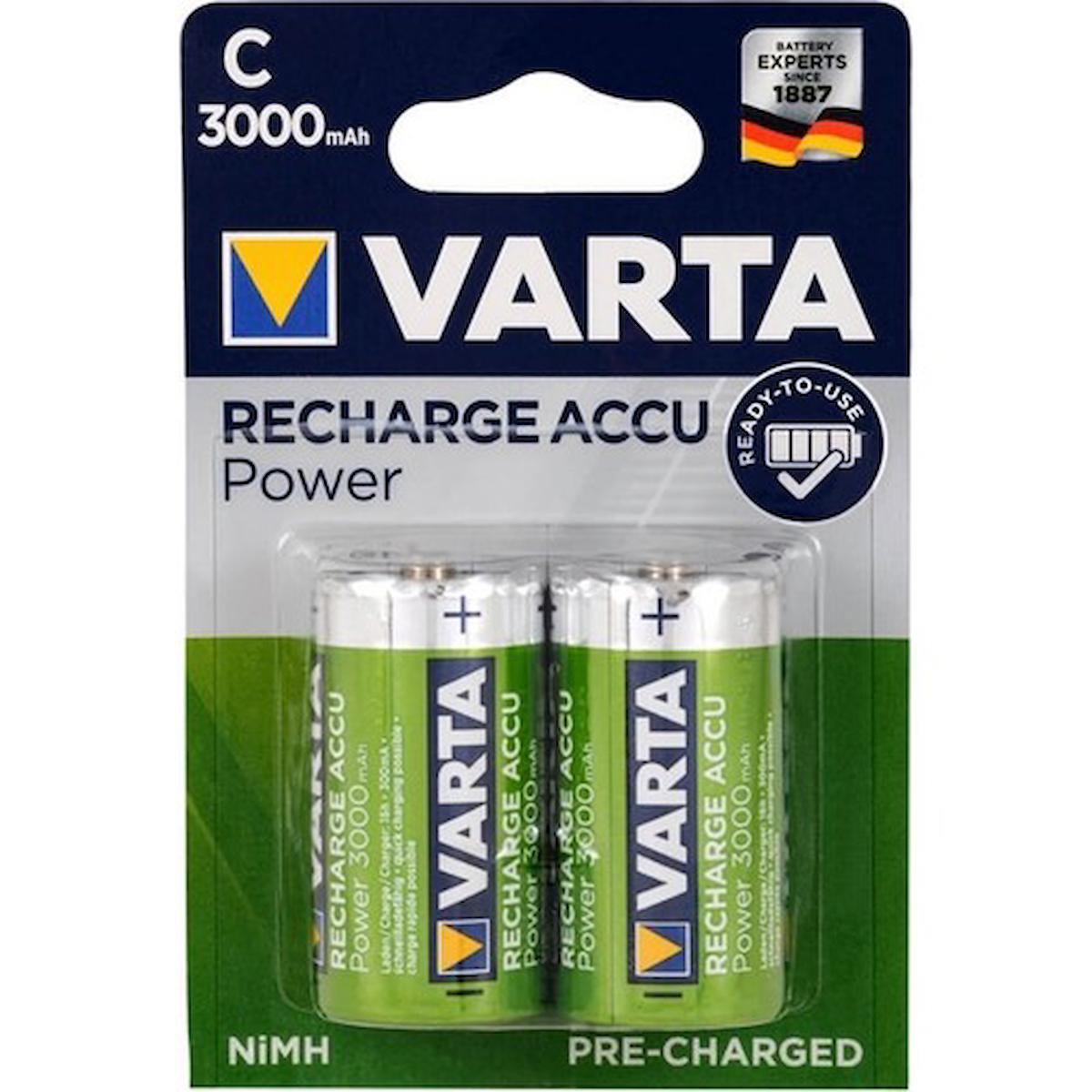Varta 3000 mAh Ni-Mh C / Orta Şarjlı Pil 2'li