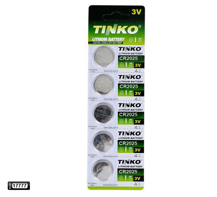 Tinko CR2025 3 V Lityum Düğme Pil 5'li