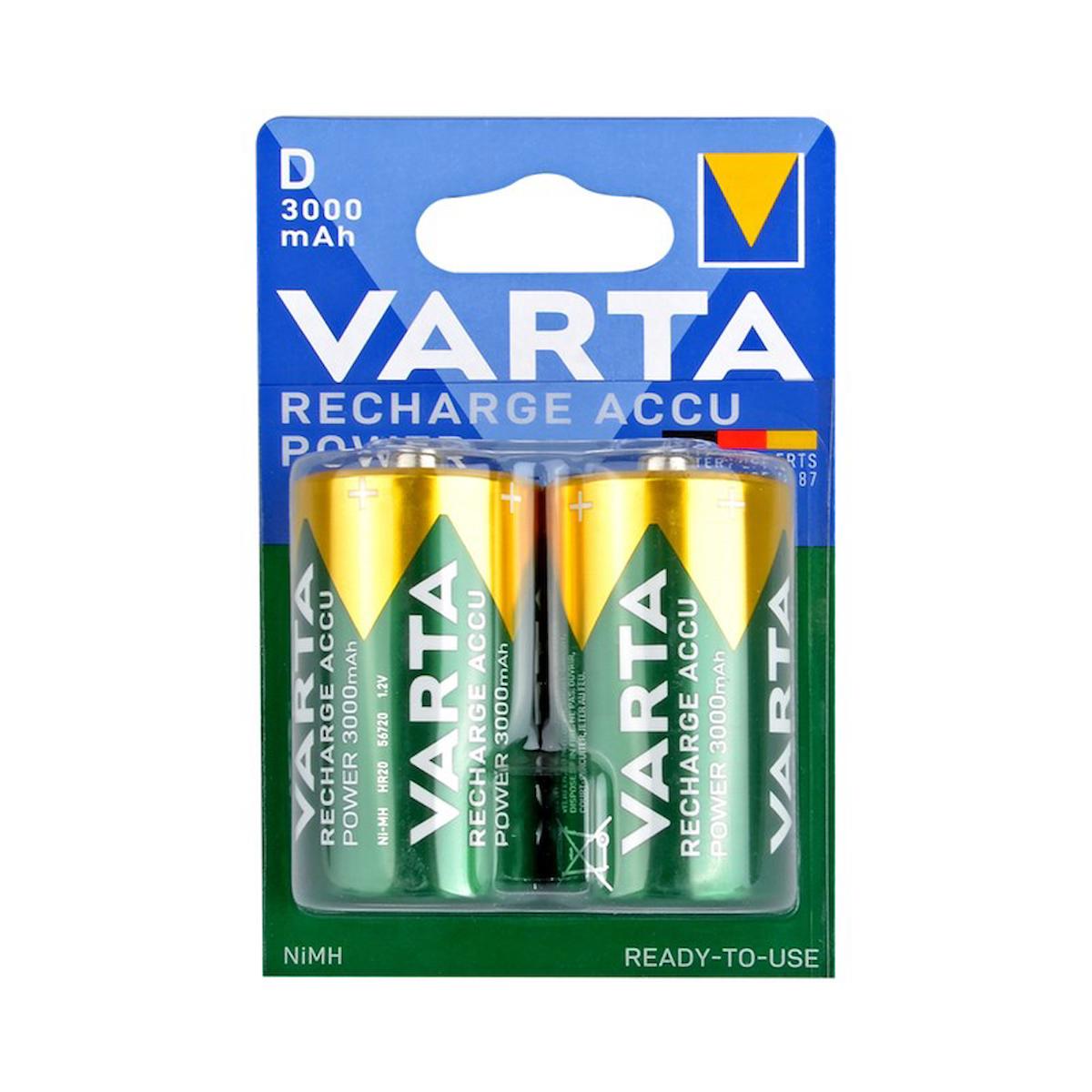 Varta HR20 56720 1.2 V 3000 mAh Ni-Mh D / Büyük Şarjlı Pil 2'li
