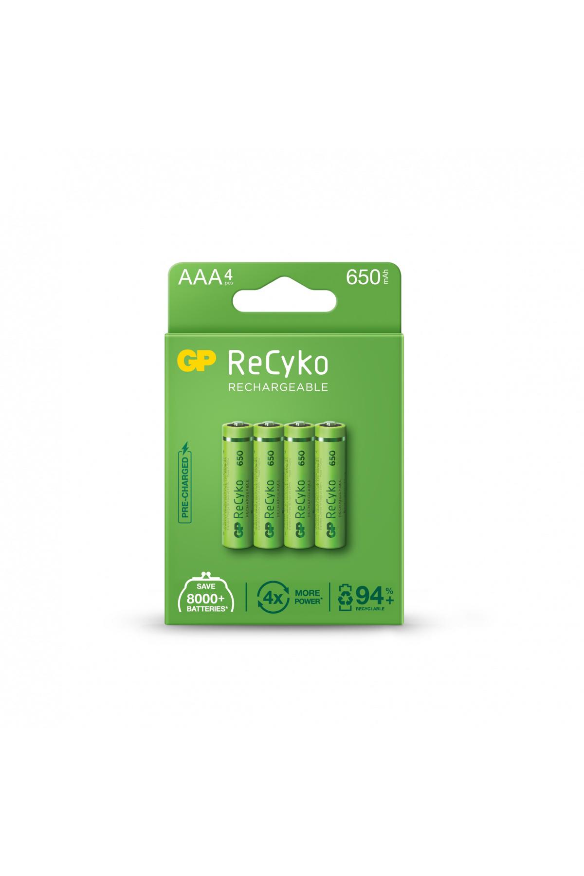 Gp Recyko 1.2 V 650 mAh Ni-Mh AAA / İnce Kalem Pil 4'lü