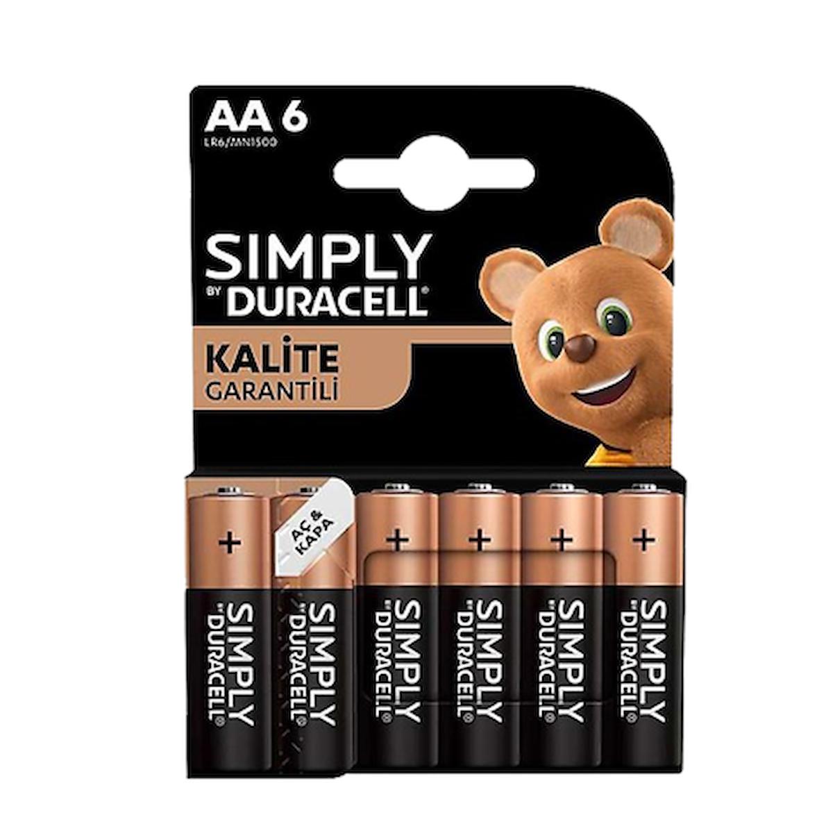 Duracell LR6/MN1500 1.5 V Alkalin AA / Kalem Pil 6'lı