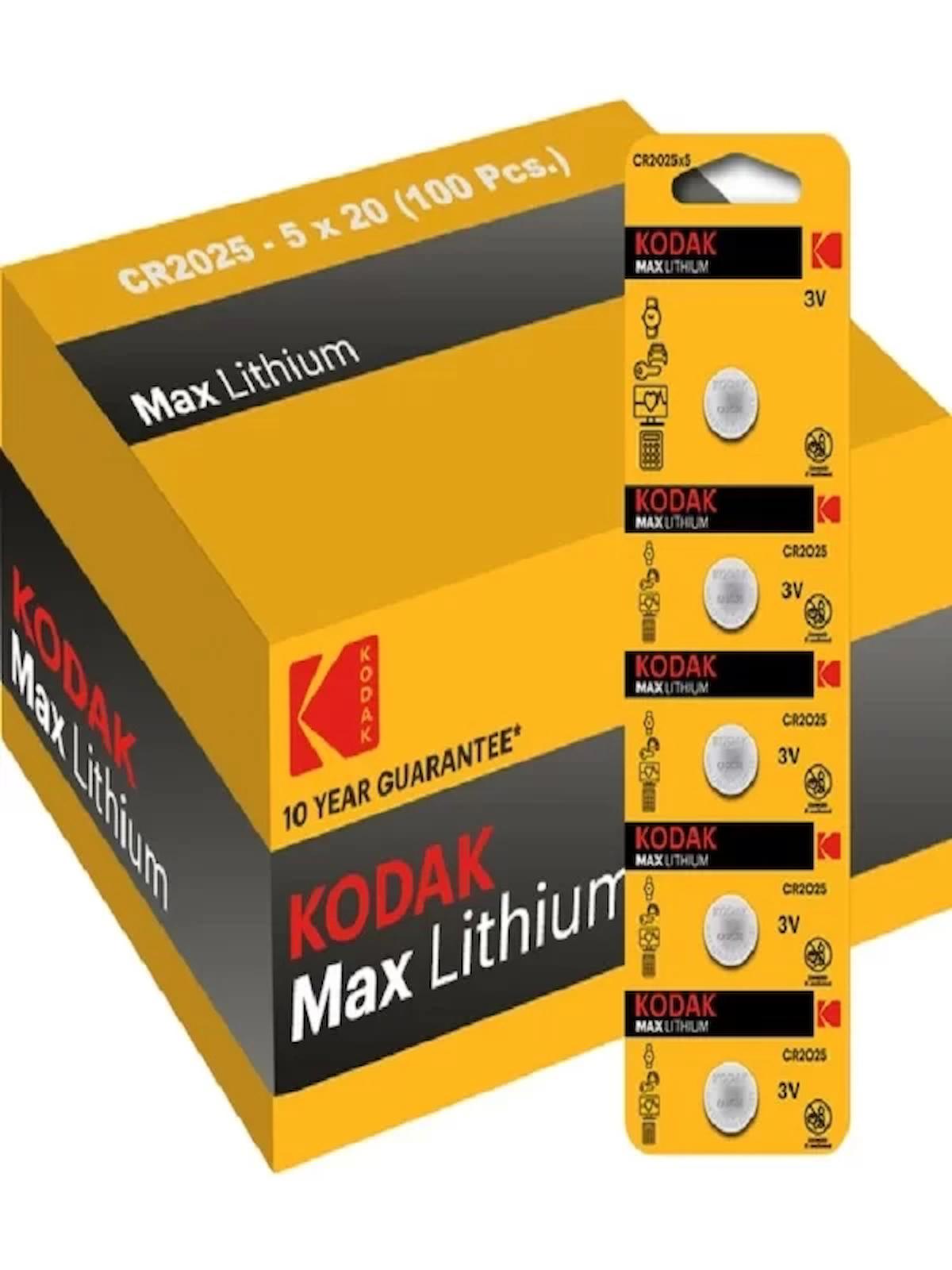 Kodak CR2025 3 V Lityum Düğme Pil 100'lü