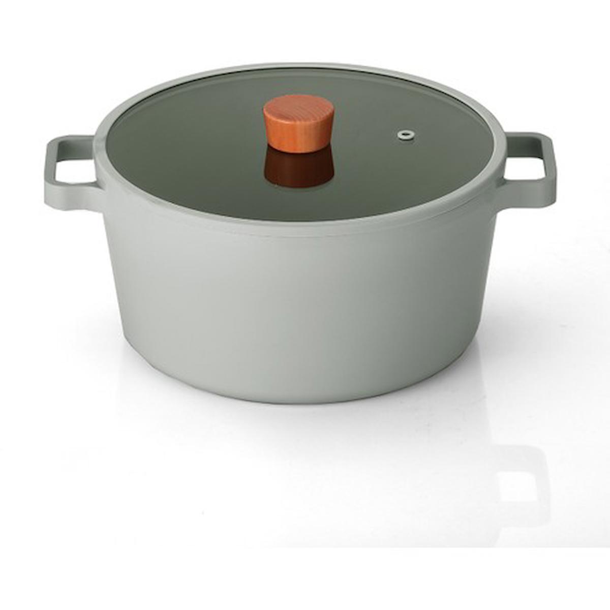 Neoflam 0128 D-Neog226D Fıka Cam Kapaklı 26 cm Alüminyum Derin Tencere
