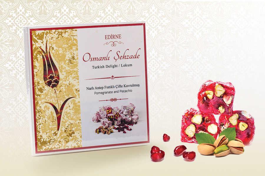 Osmanlı Şehzade Nar Aromalı Fıstıklı Çifte Kavrulmuş Lokum 500 gr