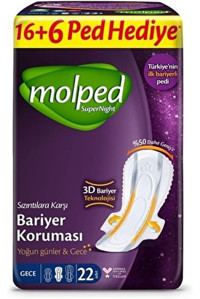 Molped SuperNight İnce 22'li Hijyenik Ped 2 Adet