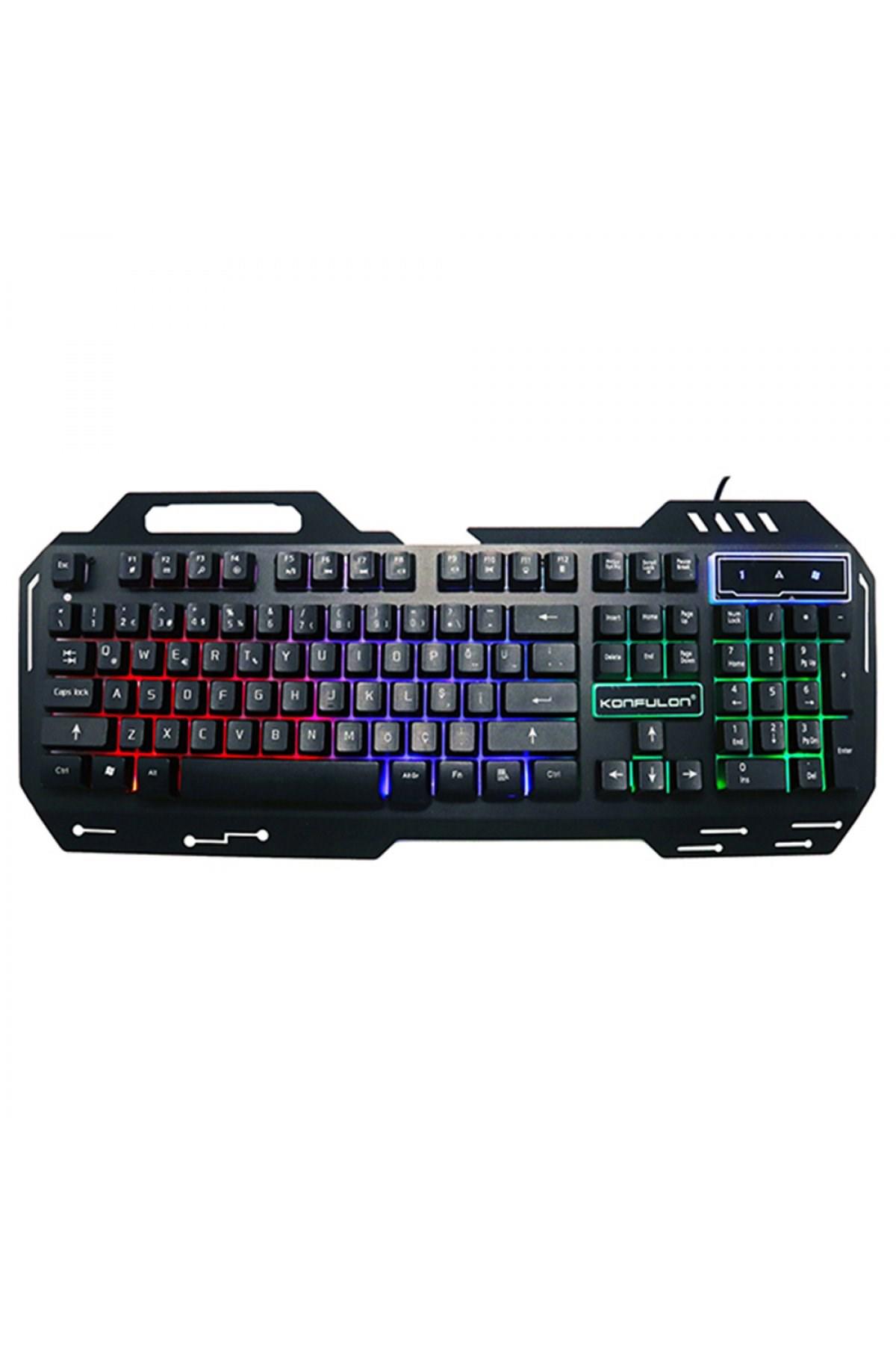 Konfulon V1 Türkçe Q RGB 104 Tuşlu Kablolu Siyah Gaming Klavye