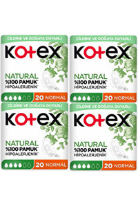 Kotex Natural İnce 20'li Hijyenik Ped 4 Adet