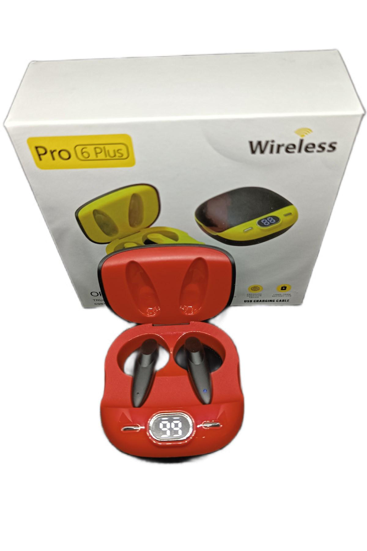 AnyCast Pro6 Plus 5.0 Işıklı Gürültü Önleyici Oyuncu Kablosuz Kulak İçi Bluetooth Kulaklık Kırmızı