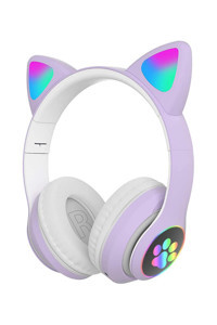 Fuchsia Işıklı Kulak Üstü Bluetooth Kulaklık Lila