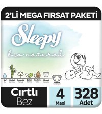 Sleepy Bio Natural 4 Numara Organik Cırtlı Bebek Bezi 2x328 Adet