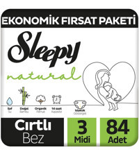 Sleepy Natural 3 Numara Organik Cırtlı Bebek Bezi 84 Adet