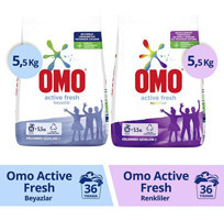 Omo Active Fresh Renkliler ve Beyazlar İçin 72 Yıkama Toz Deterjan 2x5.5 kg