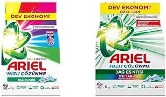 Ariel Aqua Pudra Dağ Esintisi Renkliler ve Beyazlar İçin 86 Yıkama Toz Deterjan 13 kg