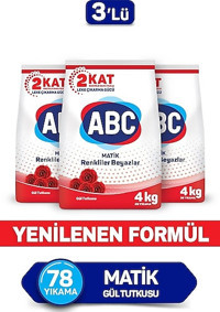 Abc Matik Gül Tutkusu Renkliler ve Beyazlar İçin 78 Yıkama Toz Deterjan 3x4 kg