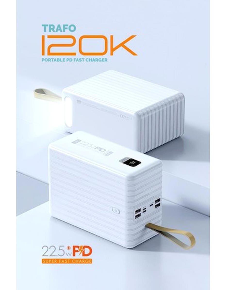 Powerway TRAFO120 120000 mAh Hızlı Şarj Powerbank Beyaz