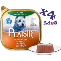 Plaisir Tavuklu Yetişkin Yaş Köpek Maması 150 gr 4'lü