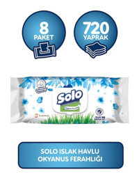 Solo Okyanus Ferahlığı 90 Yaprak 8'li Paket Islak Havlu