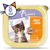 Plaisir Terrine Pate Sütlü-Tavuk Yavru Yaş Kedi Maması 8x100 gr