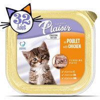 Plaisir Terrine Pate Sütlü-Tavuk Yavru Yaş Kedi Maması 32x100 gr