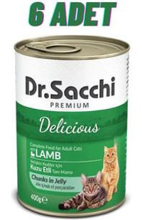 Dr.sacchi Premium Kuzu Etli Yetişkin Yaş Kedi Maması 6x400 gr