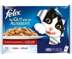 Felix Sığır Eti-Tavuk Yetişkin Yaş Kedi Maması 4x100 gr