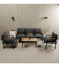 Mb Garden Furnıture Simetri Metal 5'li Bahçe Koltuğu Koyu Gri